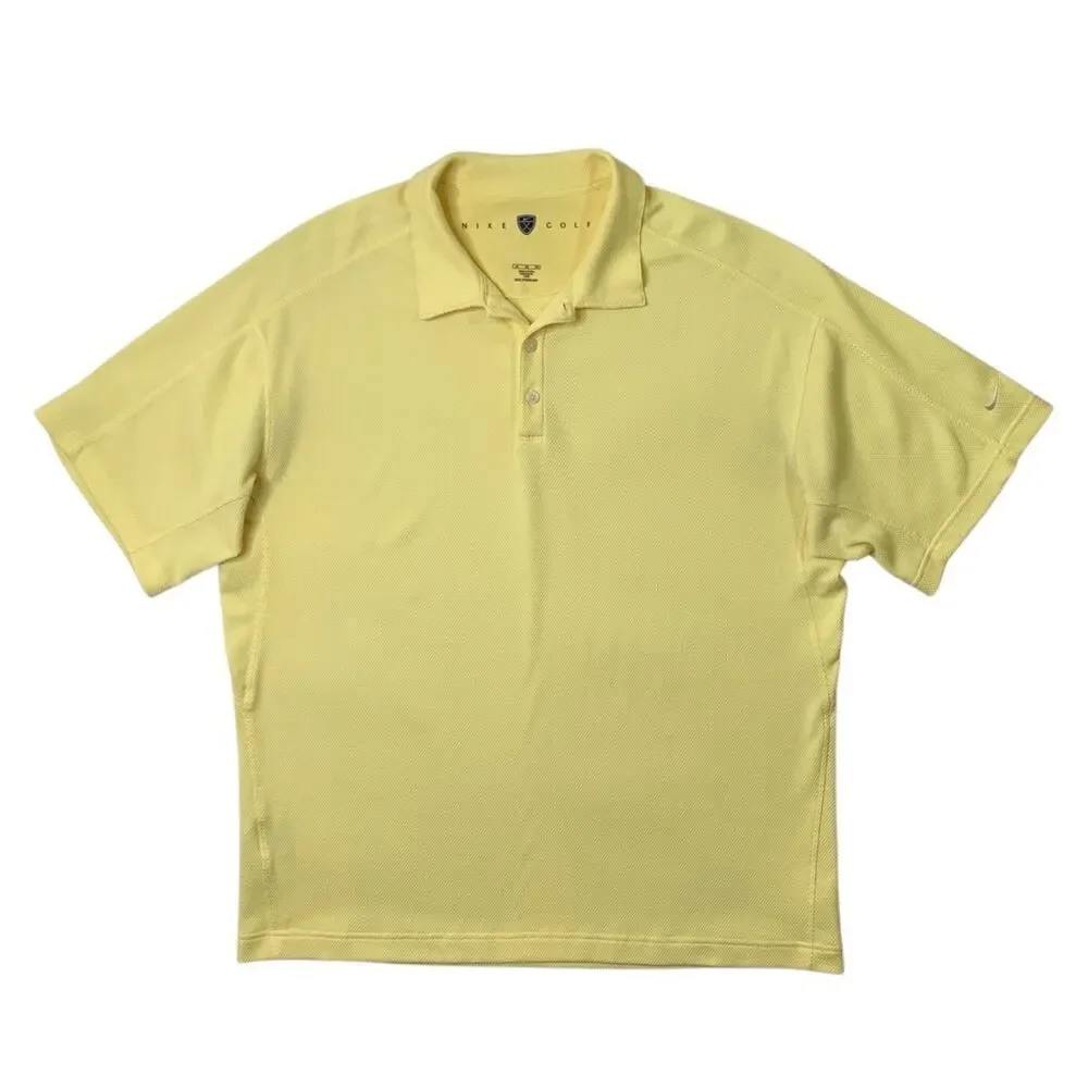 Nike Polo Shirt Mens Extra Large Lemon Sphere Dry Moisture Wick Performance Golf